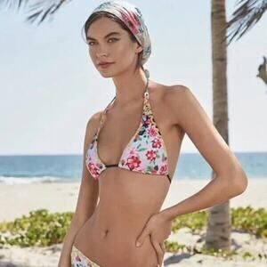 NWT‎ JOHNNY WAS Raina Tassel Bikini Top Multicolored Women's Size S